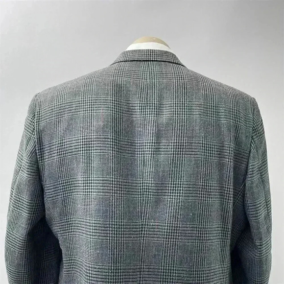 Stafford Men's Gray Check Wool Sport Coat Blazer Jacket Size 48 Fully Lined - Picture 6 of 14